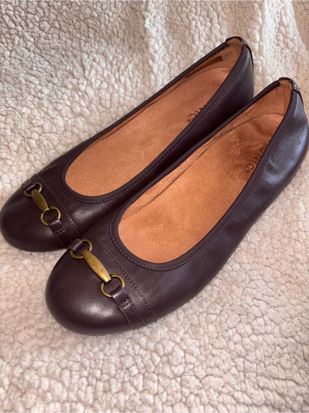 Vionic Deanie Brown Leather Bit Ballet Flats Women’s Size 11 US